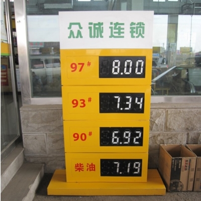 Magnetic Flip Gas Station Fuel Price Display Black Background Red Letters